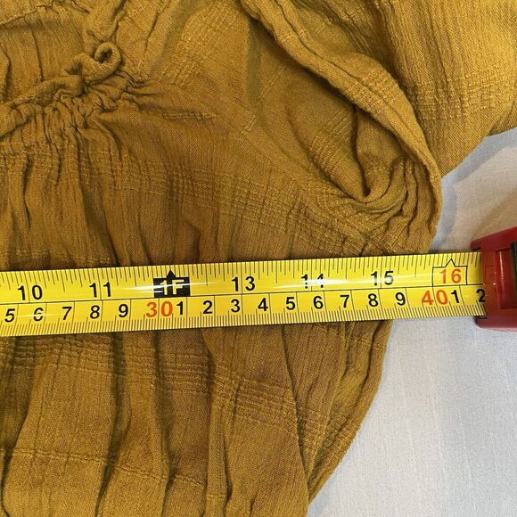 Madewell Sophia Top Womens XXS Antique Gold Textured Plaid Cropped Scoop Neck - Picture 7 of 10